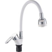 Смеситель д/кухни ЭВЕРЕСТ шар 35мм. В58-274А с высок.гибк. изливом, гайка, белый