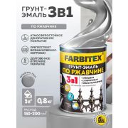 Грунт-эмаль по ржавчине 3 в 1серая 0,8 кг/14/FARBITEX/