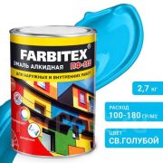 Эмаль ПФ-115 алкидная светло-голубая 2,7кг /6/FARBITEX/