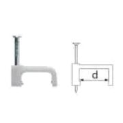 Скобы монтажная 10 мм пластиковая белая для фиксации кабелей и проводов (50шт)