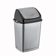 Ведро для мусора с плавающей крышкой прямоуг. 15 л. серо- черное