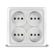Розетка Универсал Олимп 4-я квадратная с/з о/у 01165