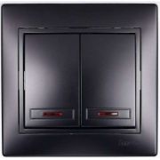 Выключатель NE-AD 2кл С/У с подсв. ЧЕРНЫЙ