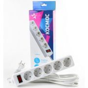 Сетевой фильтр КОСМОС с 2 USB 2,1А и 5гн 10А 1,8м,с/з Белый