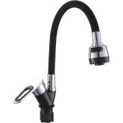 Смеситель д/кухни ЭВЕРЕСТ шар 35мм В58-274F с высок.  гибк. изливом, гайка, черный